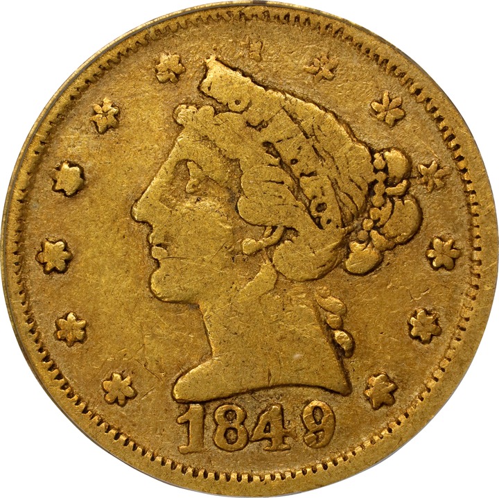 1849 G$5  Moffat & Co., K-4 MS thumbnail 2