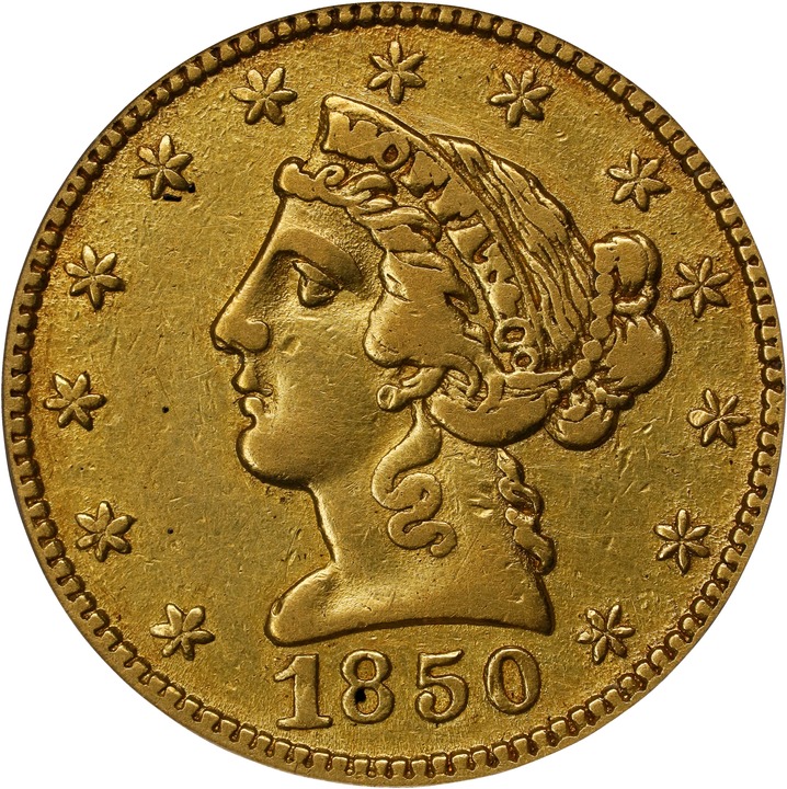 1850 G$5  Moffat & Co., K-7 MS thumbnail 3
