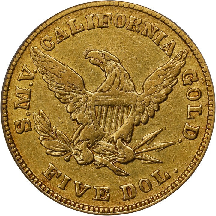 1850 G$5  Moffat & Co., K-7 MS thumbnail 12