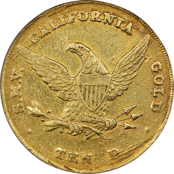 1852 G$10  Wass, Molitor & Co., Large Head, K-4 XF45 thumbnail 2