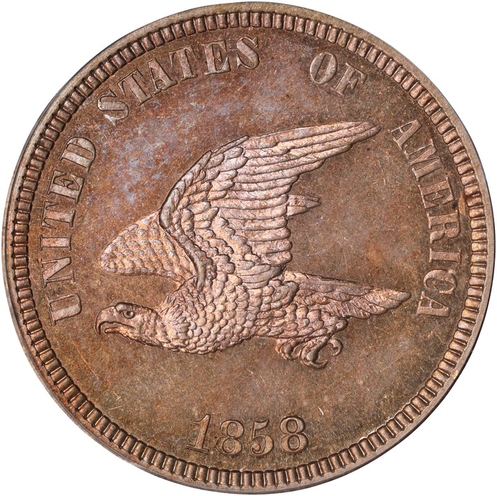 Image for 1858 P1c Copper-Nickel, 5 Leaves, J-202 PR64