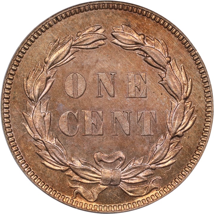 1858 P1c Copper-Nickel, 5 Leaves, J-202 PR64 thumbnail 2