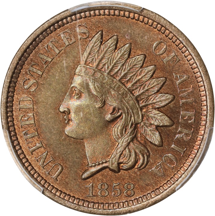 1858 P1c Copper-Nickel, 5 Leaves, J-208 PR65 thumbnail 5