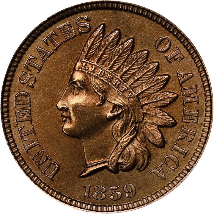 1859 P1c Copper, Shield Reverse, J-228 MS thumbnail 3