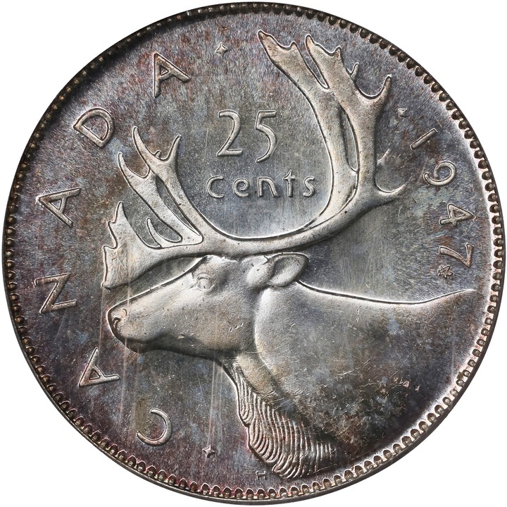 1947 25c Caribou, Maple Leaf VF35 thumbnail 13