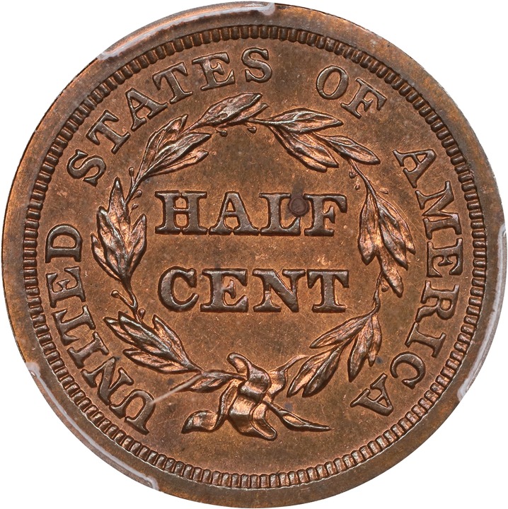 Braided Hair Half Cent 1/2c 1840-1857 PR RB [Type] PR67 RB CAC thumbnail 12