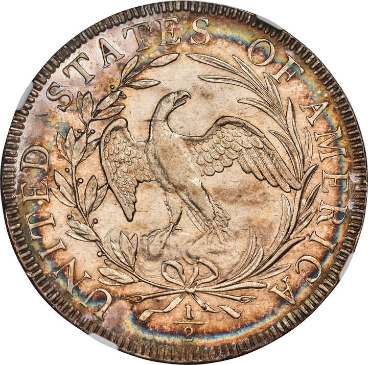 1796 50c 16 Stars, O-102 AU53 CAC thumbnail 2