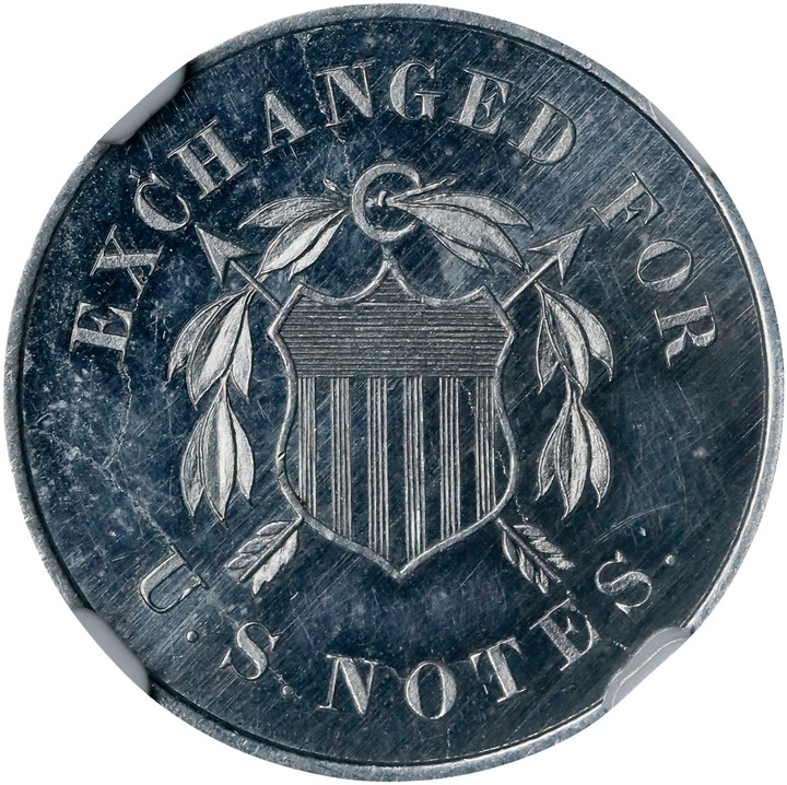 1863 P10c Aluminum, J-327 PR63 thumbnail 3