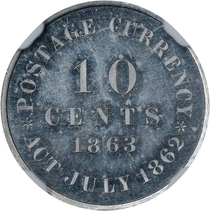 1863 P10c Aluminum, J-327 PR63 thumbnail 4