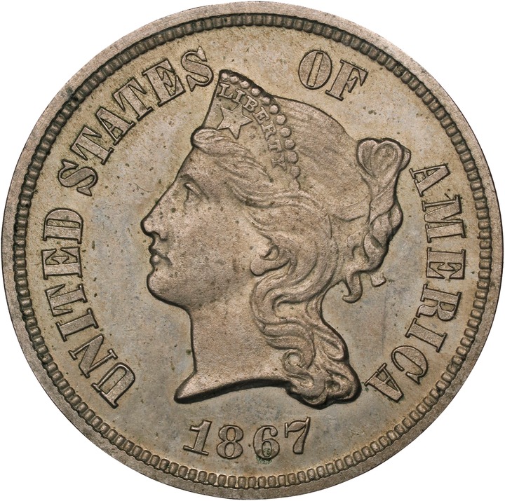 1867 P5c Nickel, J-570 PR63 CAC thumbnail 5