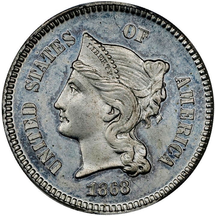 1868 P1c Nickel, J-608 PR thumbnail 2