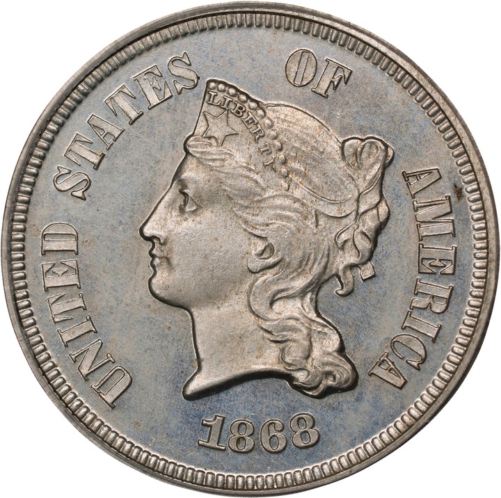 1868 P5c Nickel, J-633 PR thumbnail 2