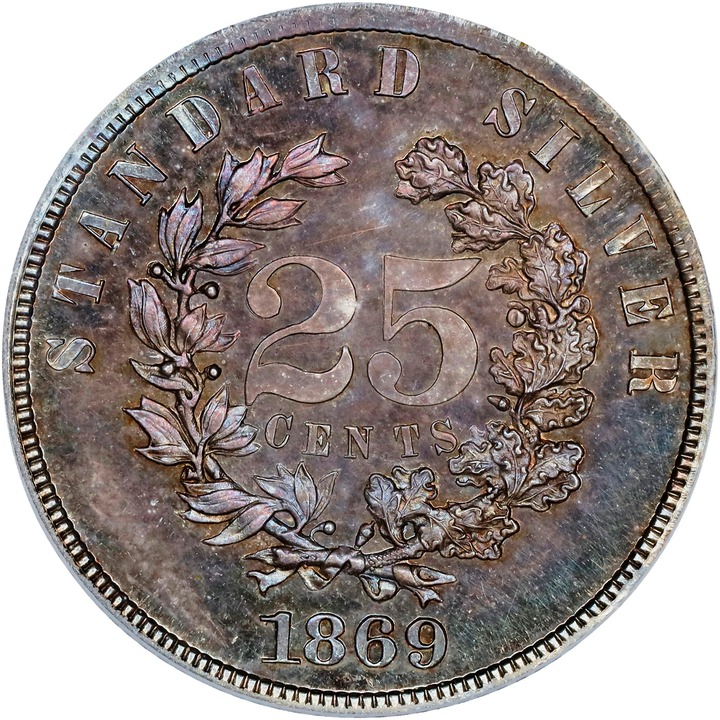 1869 P25c Silver, J-727 PR thumbnail 4