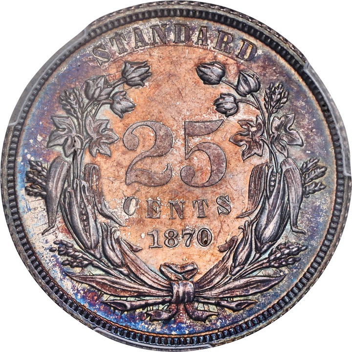 1870 P25c Silver, J-900 PR thumbnail 4