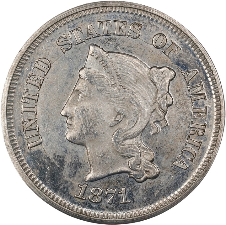 1871 P5c Nickel, J-1053 PR thumbnail 2