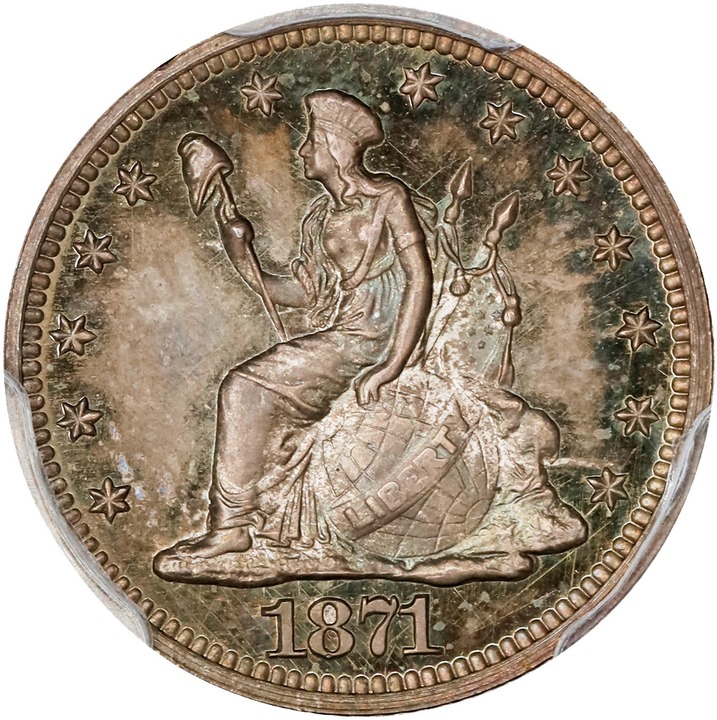 Image for 1871 PH10c Silver, J-1068 PR65 CAC