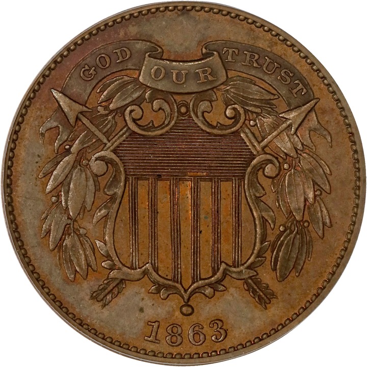 1863 P2c Copper, J-312 PR RB PR61 RB thumbnail 5