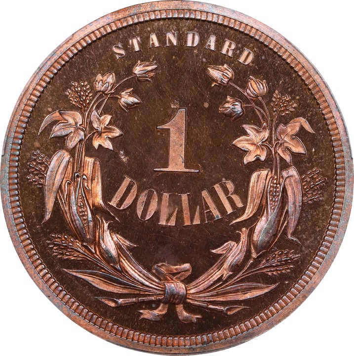 1870 P$1 Copper, J-1010 PR RB thumbnail 3