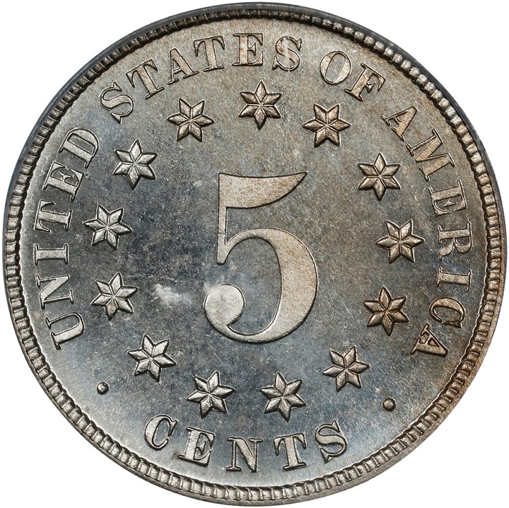 1883 5c Shield PR CAM PR66 CAM CAC thumbnail 2