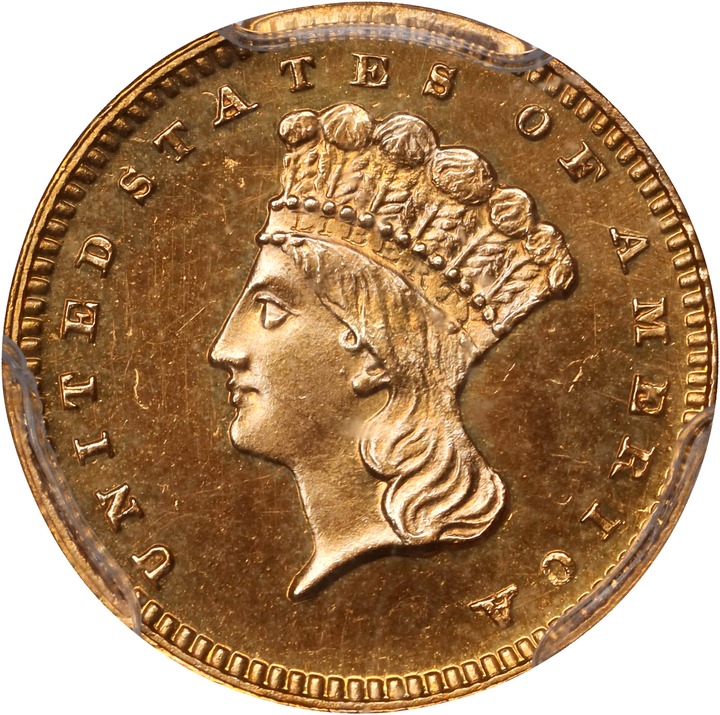 Liberty Gold Dollar G$1 Type 3, 1856-1889 PR CAM [Type] PR64 CAM CAC thumbnail 5