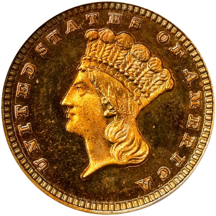 Image for Liberty Gold Dollar G$1 Type 3, 1856-1889 PR CAM [Type] PR64 CAM CAC