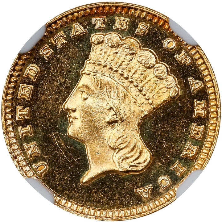 Liberty Gold Dollar G$1 Type 3, 1856-1889 PR CAM [Type] PR64 CAM CAC thumbnail 7