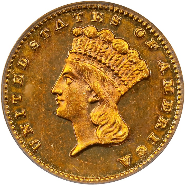 Liberty Gold Dollar G$1 Type 3, 1856-1889 PR CAM [Type] PR62 CAM thumbnail 5