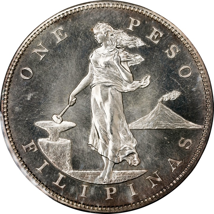 1907 Peso U.S. Philippines, Type 2, 80% Silver PR thumbnail 9