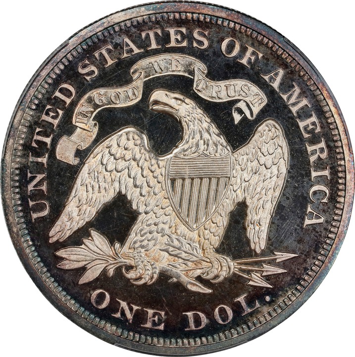 Seated Liberty Dollar $1  Motto on Reverse, 1866-1873 PR DCAM [Type] PR65 DCAM thumbnail 2