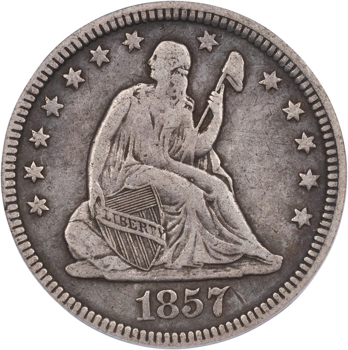 1857 25c Reverse Die Clash w/ FE 1c, FS-901 MS thumbnail 2