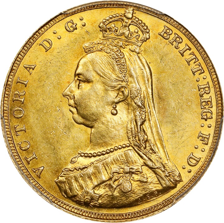 Image for 1887 Sov Angled Head MS (KM# 767) AU58