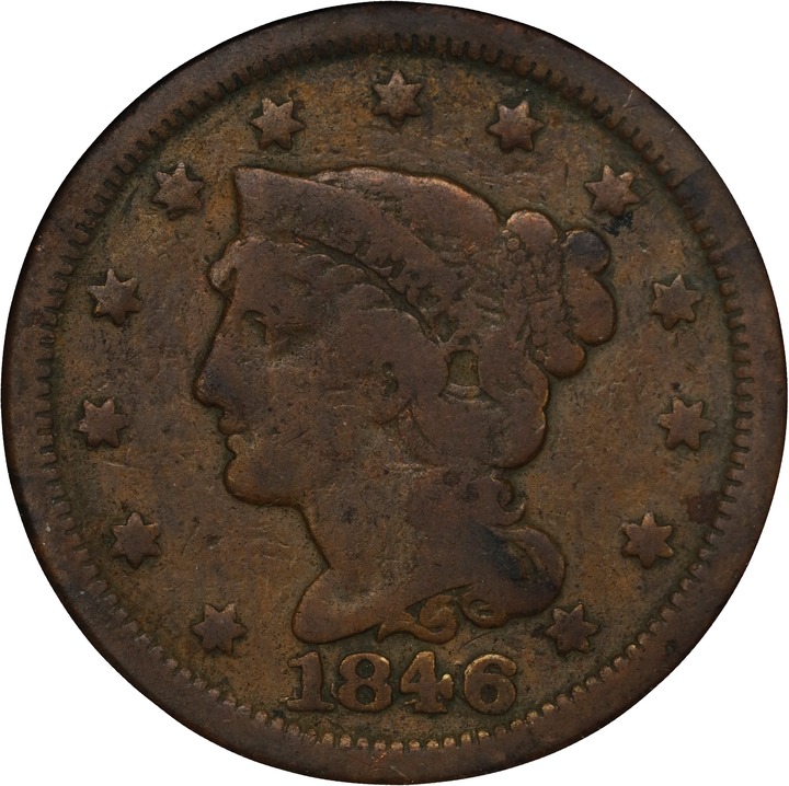 1846 1c Small Date, N-4 MS BN thumbnail 3