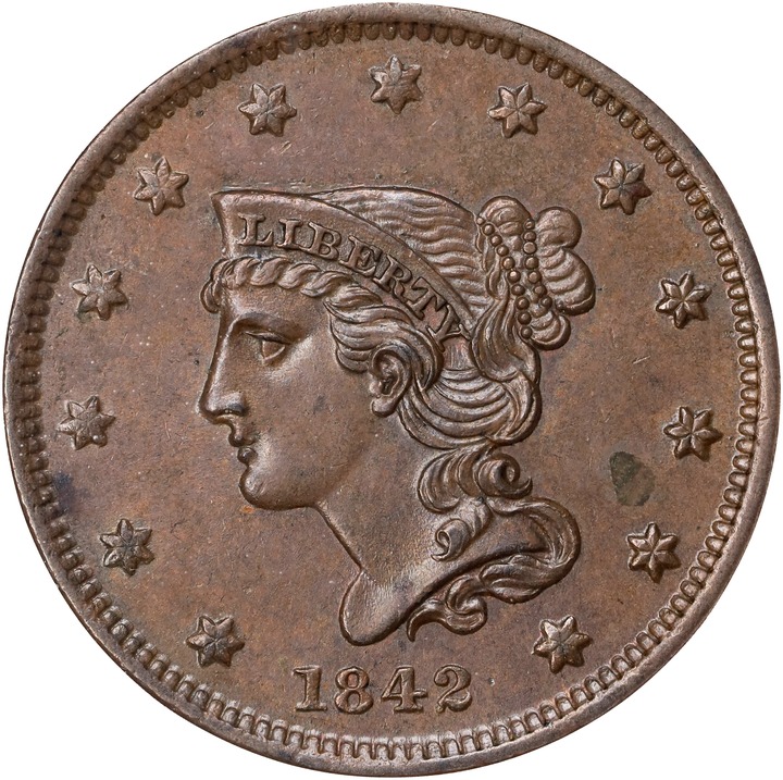 1842 1c Small Date, N-2 MS BN thumbnail 2
