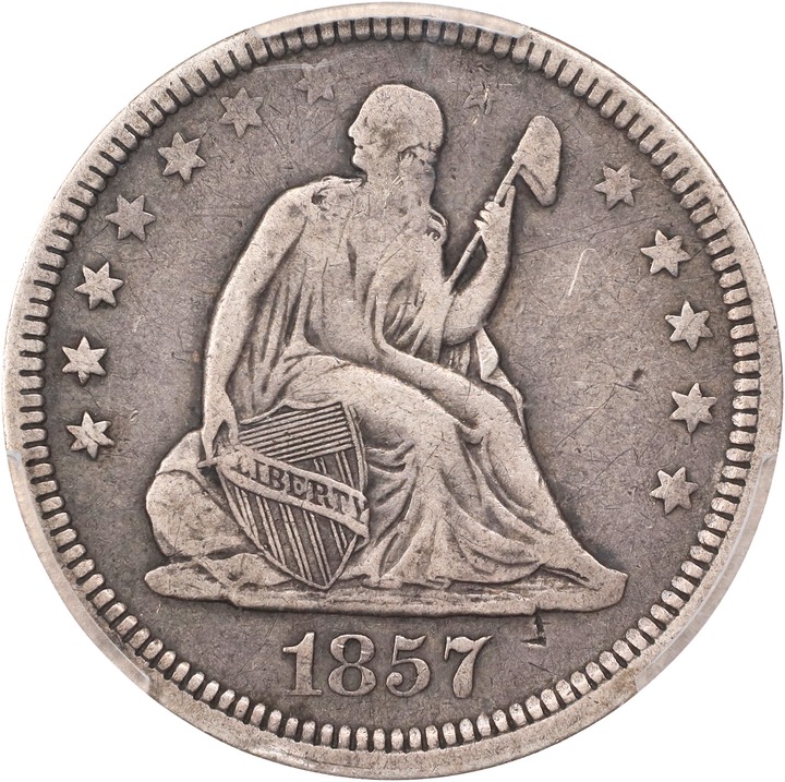 1857 25c Smoking Liberty, FS-401 MS thumbnail 2