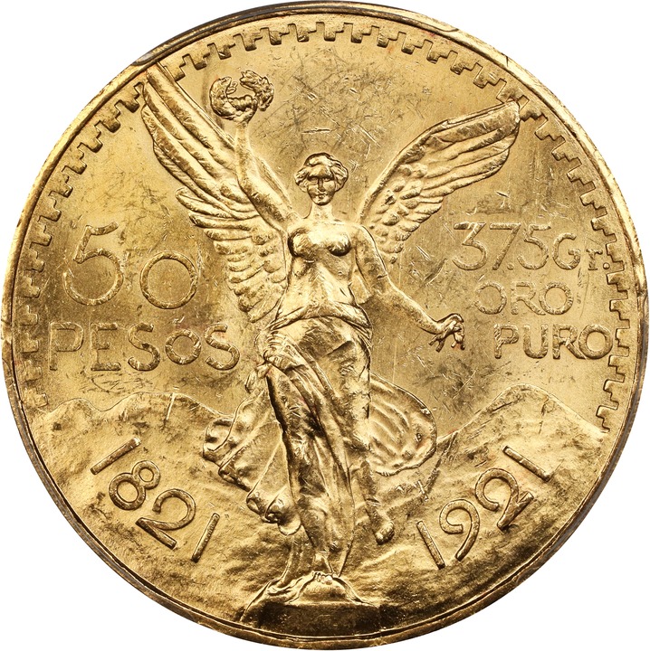 Mexico 50P 37.5g Gold Centenario, 1921-1947 MS [Type] (KM-481) VF20 thumbnail 5