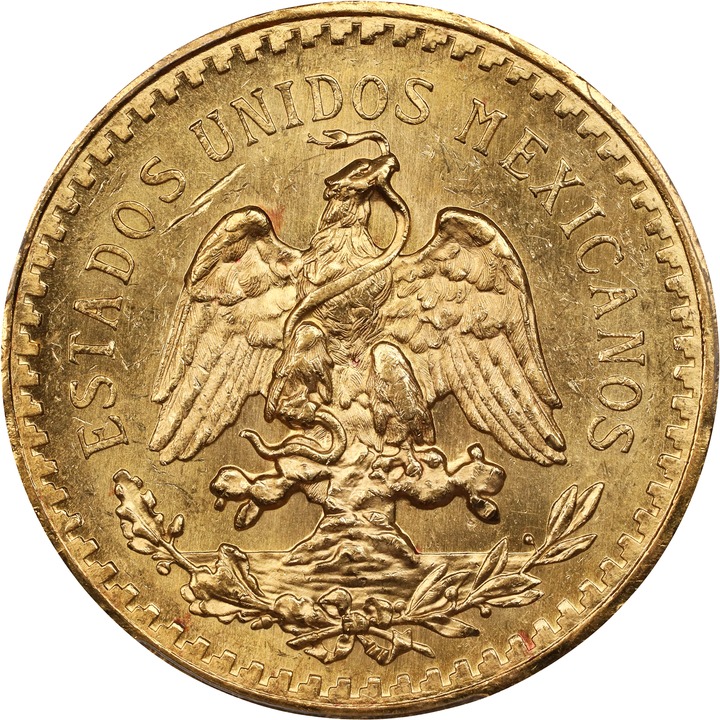Mexico 50P 37.5g Gold Centenario, 1921-1947 MS [Type] (KM-481) VF20 thumbnail 6