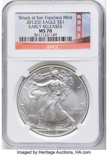 2012-(S) $1  Silver Eagle, Struck at San Francisco Mint MS thumbnail 2