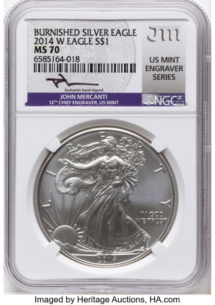 2014-W $1  Silver Eagle, Burnished MS thumbnail 4