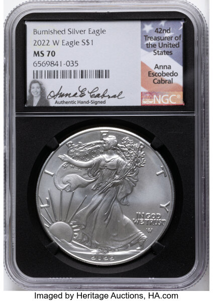 2022-W $1  Silver Eagle, Burnished MS thumbnail 4