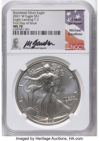 2021-W $1  Silver Eagle, Type 2, Burnished MS thumbnail 8