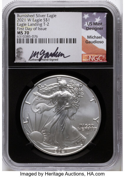 2021-W $1  Silver Eagle, Type 2, Burnished MS thumbnail 9