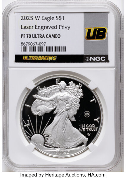 2025-W $1  Silver Eagle, Laser Privy PR DCAM thumbnail 6
