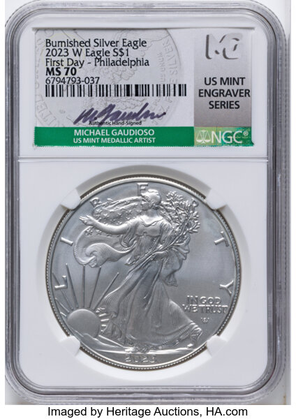 2023-W $1  Silver Eagle, Burnished MS thumbnail 5