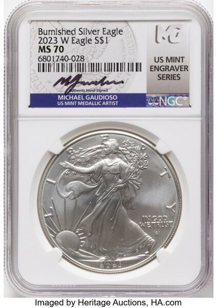 2023-W $1  Silver Eagle, Burnished MS thumbnail 8
