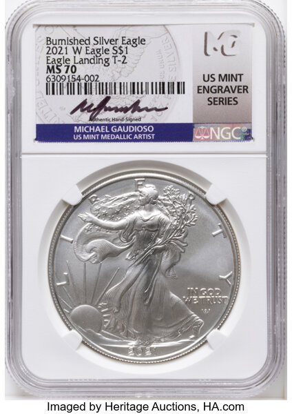 2021-W $1  Silver Eagle, Type 2, Burnished MS thumbnail 10