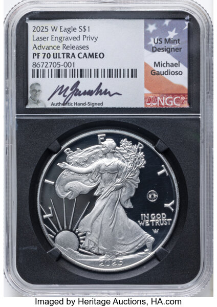 2025-W $1  Silver Eagle, Laser Privy PR DCAM thumbnail 8