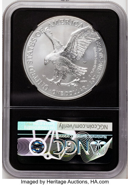 2021-W $1  Silver Eagle, Type 2, Burnished MS65 thumbnail 8