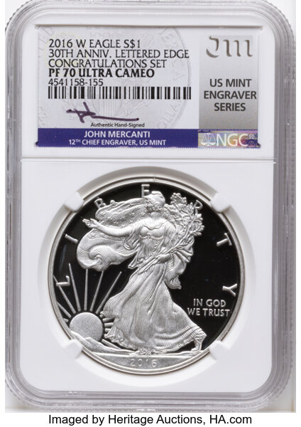 2016-W $1  Silver Eagle, Lettered Edge, 30th Anniversary PR DCAM thumbnail 13