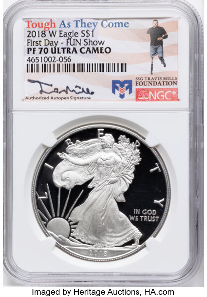 2018-W $1  Silver Eagle PR DCAM thumbnail 3