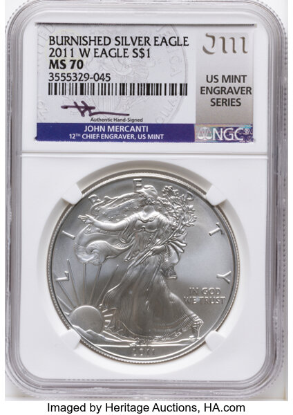 2011-W $1  Silver Eagle, Burnished, 25th Anniversary MS thumbnail 5